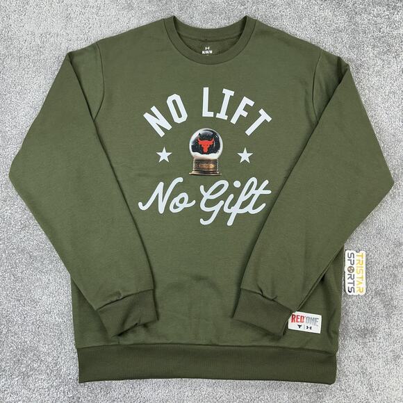 Under Armour Project Rock Sweatshirt Mens Medium Green No Lift No Gift Crewneck - Picture 1 of 11